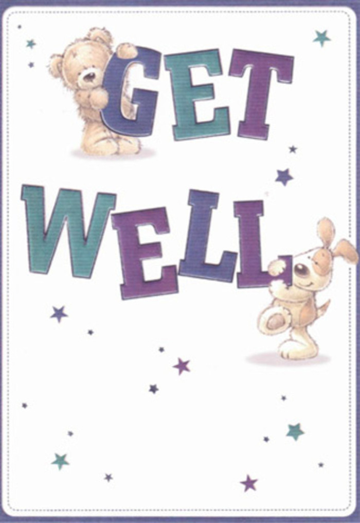 A celebration of gentle encouragement unfolds on this get well card, making it a cherished choice for friends and family in Primrose Hill. The scene is anchored by the joyful presence of a friendly bear and a lively puppy, their soft fur and expressive faces expertly illustrated to evoke comfort and nurturing-qualities as familiar here as the tranquil pathways through Regent's Park. Around them, playful stars shimmer in varied shades of blue, purple, and teal, as if scattering well wishes into the local sky. The vivid typography, both big and confident, is cast in bold purples and aquas, grounding the composition with cheerful reassurance. Every detail is suffused with texture-the bear's plush body and the puppy's velvety ears nearly tangible to the touch, much like freshly delivered floral petals from a trusted Primrose Hill florist. Imagining this card paired with a bespoke bouquet carries an added sense of positivity and heartfelt care, ideal for brightening spirits no matter the recipient's age or circumstance. The overall mood-a light, airy blend of innocence and sincerity-captures the essence of community support so treasured across Primrose Hill's leafy streets.