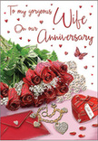 This anniversary card image captures a moment of heartfelt celebration as if arranged with care in a cosy Primrose Hill living room just before a surprise is revealed. A lavish spread of red roses cascades across a softly shimmering surface, each bloom rich with velvety depth and subtle highlights that suggest morning light filtering through a nearby window. The roses are nestled among delicate sprigs of greenery, their fresh leaves providing gentle contrast and enhancing the sense of a newly gathered bouquet, like something chosen from a local florist just off Regent's Park Road. Below the blooms, a neatly folded envelope and an anniversary card rest in quiet anticipation, the flowing script hinting at tender words of gratitude and devotion. A heart-shaped locket lies close by, its smooth surface catching the light alongside dainty pearls and jewel-like decorations that sparkle softly, echoing the romantic glow of the scene. Scattered red hearts and a single butterfly motif dance across the background, lending a touch of magic and whimsy as if love itself were fluttering through the air. The palette leans into passionate reds and soft blush tones, creating a warm, intimate atmosphere that feels ideally suited to marking years of shared memories. Every element-from the curve of each petal to the polished edges of the keepsakes-shows the thoughtful eye of a professional florist, turning the card into a miniature still life of devotion and renewed promises, perfect for an anniversary celebrated in the quiet charm of Primrose Hill.