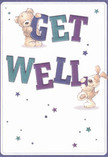 Radiating warmth and playfulness that feels right at home in Primrose Hill, this cheerful get well card captures two adorable characters-a teddy bear and a bouncy puppy-seemingly leaping straight from the page. Each figure lovingly interacts with the large, vibrant letters spelling out 'Get Well,' painted in striking indigo and teal tones that glow against a gentle cream background. Tiny stars, scattered like joyful confetti in hues of purple and blue, illuminate the scene with a hopeful twinkle reminiscent of starlit skies over Gloucester Avenue. The soft, inviting fur textures of the bear and puppy add an immediate sense of comfort and innocence, akin to the embrace of a much-loved companion. This visual message-alive with local colour and heartfelt intention-acts as both a greeting and a gentle salve, ideal for sending genuine comfort to someone recovering in Primrose Hill. Like a thoughtfully arranged bouquet from a neighbourhood shop, it offers not just words, but a nurturing presence and the promise of brighter days ahead.